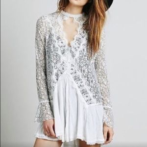 Free People | Tell Tale Heart Longsleeve Floral Lace Mini Dress